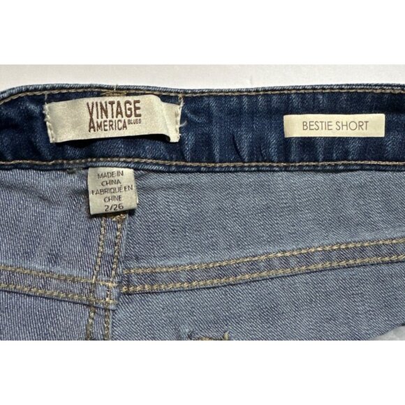 Coastal Retro Style Vintage America Blues Denim Shorts Size 2 Embroidered Flower - Picture 6 of 9